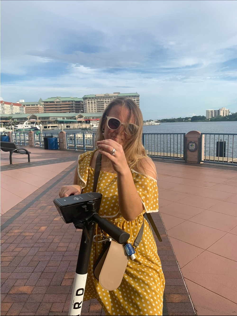 Yellow Polka Dot Off-Shoulder Dress